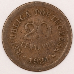 Numismática, Portugal. 20 Centavos 1924.
