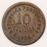 Numismática, Portugal. 10 Centavos 1926.