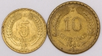Numismática, Chile. 5 e 10 Centésimos 1967-1966.