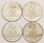 Numismática, Brasil. 2 Cruzeiros 1957-1958-1959-1961. Bonitas.