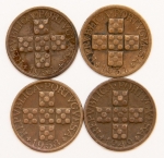 Numismática, Portugal. Lote com XX Centavos 1949-1951-1953-1958.