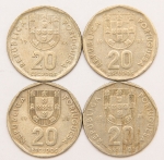Numismática, Portugal. 4 Moedas 20 Escudos.