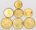 Numismática. Lote com 7 Moedas Flor de Cunho.