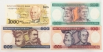 Numismática, Brasil. 100-200-500-1000 Cruzeiros. Impecáveis.