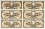 Numismática, Brasil. Lote com 6 Cédulas 5 Cruzeiros. Seriadas. Flor de Estampa.