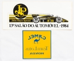 Lote com 02 adesivos, John Player Special do 13º Salão do Automóvel 1984 e Camel Team Lotus Honda.