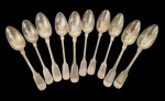 Lote com 10 (dez) colheres de sopa antigas e de qualidade, sendo algumas AMARANTHINE e outras POTOSI SILVER. VEJA FOTO EXTRA da gravação das marcas.