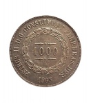 Moeda de 1000 REIS de PRATA ano de 1863.