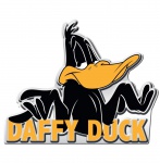Placa decorativa metálica do "Duffy Duck". Medida 38x28cm.