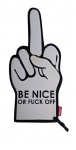 Exótica e diferente luva emborachada com dizer 'BE NICE OR FUCK OFF"