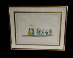 Múltiplo de gravura de época ricamente emoldurada e com proteção de vidro. Medida total 42x52cm.