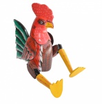 Grande galo de madeira articulado e com rica e criativa policromia. Medida 50cm de altura