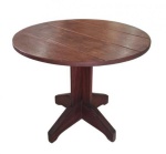 Mesa em espessa madeira nobre maciça medindo 98 cm de diâmetro e 79 cm de altura. VEJA FOTO EXTRA.