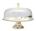 Espetacular boleira em porcelana com singelos florais e tampa com exuberante e lindo puxador. Medida 31 cm de diâmetro.