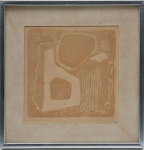 Déa  1976 - Pintura abstrata em relevo em tons terrosos. Ass. c.i.d. 17,5x17 cm S/M  /  26,5X26 cm C/M.