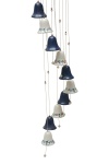 Pendente em porcelana esmaltada, composto por sinos de diferentes tamanhos e pássaro. Cordões com pequenas contas, produzindo som delicado ao movimento. Peça decorativa e ornamental, de inspiração artesanal. 98 cm comprimento