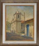 Nelson Pereira 1987 - Óst , "A igreja". S/m 49x39 / C/m 65x56 cm.
