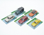 FREE WHEELS - Coleção (carros do Brasil 2) contendo 5  miniaturas de carros em metal e plastico rígido, sendo: 1 Fiat Uno, 1 FIat 147, 1 Bugre. 1 Jeep Wellys e 1 corcel GTI. Todos lacrados. 12x6x6 cm (media).
