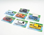 FREE WHEELS - Coleção (carros do Brasil 2), contendo 7 miniaturas de carros em metal e plastico rígido, sendo: 1 Variant, 1 Chevette GPII, 1 Escort XR3 conversível, 1 Gol GTI, 1 Maverick GT, 1 Toyota Bnadeirante e 1 Passat TS. Todos lacrados. 12x6x6 cm (media).