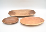 Trio de gamela artesanais em madeira torneada. 18x24x6cm (maior).