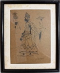 Caribé - figuras - nanquín sobre papel assinado inferior direito medidas 28 x 21