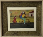 Heitor dos Prazeres - entregador de roupas - óleo sobre Eucatex assinado  inferior direito datado medidas 26 x 34