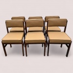 Sérgio Rodrigues - 1960 - Set de seis cadeiras modelo tião,produzidas em belo jacarandá maciço. Estofamento em couro vaqueta . Medidas:Altura 78cmLargura 47cmProfundidade 50cmAssento: altura 45cm / profundidade 43cm