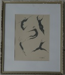 Caribé - figuras - nanquín sobre papel assinado inferior direito medidas 19 x 25