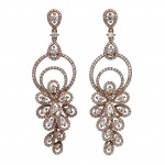 Maravilhoso Par de Brinco em Ouro Rose 18K (Inscrição 750) contendo 538 Brilhantes ( Aprox. 4,20 ct