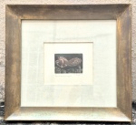 Luis Solaris, gravura sobre cartão "Alegoria da mão Amiga" assinada e datada de 1981, medida interna 10 cm por 11 cm e total 39 cm por 41 cm.