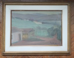 LUIZ VERRI (Pirassununga, SP 1912 - Rio de Janeiro, RJ 1990) "Paisagem rural" óleo sobre tela, 38 x 54cm. Assinado e datado 1980. Moldura 58 x 75cm.