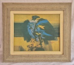 Serigrafia sobre tecido assinado Obregon medida interna 36 cm por 45 cm e total 59 cm por 68 cm.