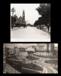 fotografia - São Paulo - lote com 2 fotos - 1- Estação da Luz - 1917 Guilherme Santos famoso por suas estereoscópicos - (11,5x12)cm. - 2- Viaducto do Chá - mar 1918 - (8,5x14,5)cm. - informações manuscritas no verso - em bom estado de conservação.