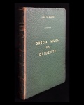 livro - Grécia, Musa do Ocidente - João de Barros - desenhos de Saavedra Machado - Livrarias Aillaud e Bertrand - 1924 - 231 p. - dedicatória do autor na primeira folha - encadernação antiga com desgaste na lombada - miolo amarelado - (18x12)cm.