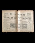 jornal - Revolução de 32 - Diário Popular - anno XLVIII - 20 de agosto de 1932 - nº 15909 - J. M. Lisboa Junior(director) - 8 p. - papel amarelado e quebradiço - marcas de dobras escurecidas e danificadas - (60x43)cm.