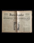 jornal - Revolução de 32 - Diário Popular - anno XLVIII - 22 de agosto de 1932 - nº 15910 - J. M. Lisboa Junior(director) - 6 p. - papel amarelado e quebradiço - marcas de dobras escurecidas e danificadas - (60x43)cm.