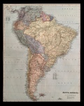 mapa - South America - London Atlas - Edward Stanford - Stanford Geographical Establishment - (1906) - papellevemente amarelado - bordas danificadas - canto superior esquerdo restaurado - (75X55,5)cm.