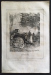 litografia - Paul Gavarni (ilustrador francês 1804-1866) - litografia original publicada no Jornal Le Charivari (1832 a 1937 jornal diário humorstico) - Les Etudians de Paris - Dodophe et Titine - Imp. D` Aubert & Cie. - papel amarelado pelo tempo - medida da imagem (20x16) cm - medida da folha (36x25) cm.