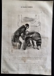 litografia - Paul Gavarni (ilustrador francês 1804-1866) - litografia original publicada no Jornal Le Charivari (1832 a 1937 jornal diário humorstico) - Les Enfans Terribles -  Imp. D` Aubert & Cie. - papel amarelado pelo tempo - medida da imagem (19,7x16) cm - medida da folha (36x25) cm.
