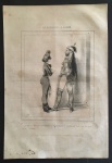 litografia - Paul Gavarni (ilustrador francês 1804-1866) - litografia original publicada no Jornal Le Charivari (1832 a 1937 jornal diário humorstico) - Le Carnaval a Paris -  Imp. D` Aubert & Cie. - papel amarelado pelo tempo - medida da imagem (19,8x15,8) cm - medida da folha (36x25) cm.