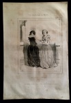 litografia - Paul Gavarni (ilustrador francês 1804-1866) - litografia original publicada no Jornal Le Charivari (1832 a 1937 jornal diário humorstico) - Le Carnaval a Paris -  Imp. D` Aubert & Cie. - papel amarelado pelo tempo - medida da imagem (19,8x15,8) cm - medida da folha (36x25) cm.