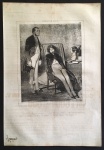 litografia - Paul Gavarni (ilustrador francês 1804-1866) - litografia original publicada no Jornal Le Charivari (1832 a 1937 jornal diário humorstico) - Paris Le Soir -  Imp. D` Aubert & Cie. - papel amarelado pelo tempo - medida da imagem (20x15,7) cm - medida da folha (36x25) cm.