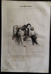 litografia - Paul Gavarni (ilustrador francês 1804-1866) - litografia original publicada no Jornal Le Charivari (1832 a 1937 jornal diário humorstico) - Les Enfans Terribles -  Imp. D Aubert & Cie. - papel amarelado pelo tempo - medida da imagem (19,7x16) cm - medida da folha (36x25) cm.