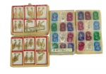 Lote NOS Bijuteria Vintage: Lote com 36 pares de brincos New Old Stock, incluindo 12 pares de bijuterias douradas estilo português em losango e 24 pares de brincos de argola colorida em acrílico/resina, marcas do tempo.