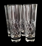 Lote com 4 copos long drink produzidos em delicado cristal translúcido com losangos (lapidação diamante). -dim- 7d x 19,5a