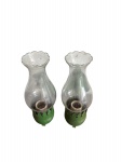 Par de Luminárias de metal na cor verde com cúpula de vidro - dim - 15x17x19 -  RETIRADA CONDE DE BONFIM POR CONTA DO COMPRADOR COM HORÁRIO A AGENDAR