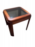 Mesa lateral de madeira com tampo de vidro - dim - 53x53x53