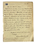 Carta autógrafa (manuscrita) de Armando Trompowsky de Almeida, Marechal-do-Ar e Ministro da Aeronáutica (1945-1951), datada de 1949 em papel timbrado oficial, solicitando emprego para o genro. Marcas do tempo. -dim- 22x28.