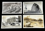 Lote de 4 cartões-postais antigos, em preto e branco, com paisagens icônicas do Rio de Janeiro, incluindo o Pão de Açúcar, o Túnel Prado Júnior, o Hotel Copacabana Palace e a Quinta da Boa Vista. Marcas do tempo. -dim- 14x8 