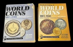 Lote com 2 catálogos Krause (37ª Ed. 1901-2000 com CD e 6ª Ed. 1801-1900) para cobertura mundial de moedas dos séculos XIX e XX. Marcas do tempo. -dim- 21x28 